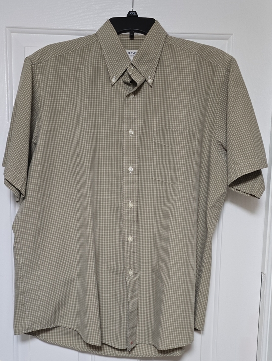 hathaway Other - Hathaway Light Tan Short-Sleeve Button-Down Shirt Size 16.5
